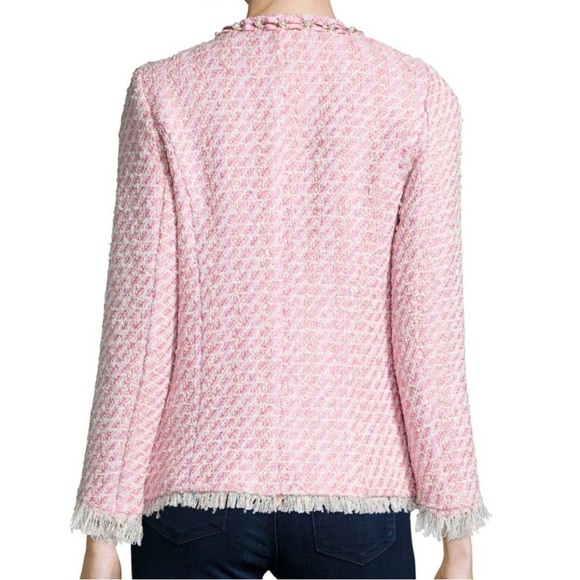 Michael Simon Pink Cream Tweed with Pearl and Gold Details Blazer Jacket size LP - Picture 4 of 17
